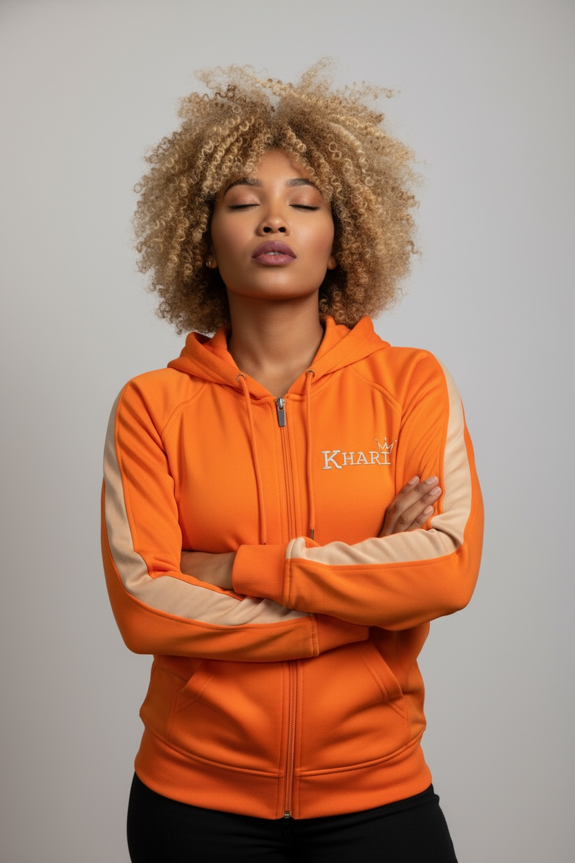 Khari Brand “October Orange” zip hoodie